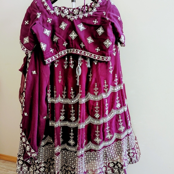 Party style Lehnga ,stitched blouse with embroidered dupatta - Picture 2 of 14